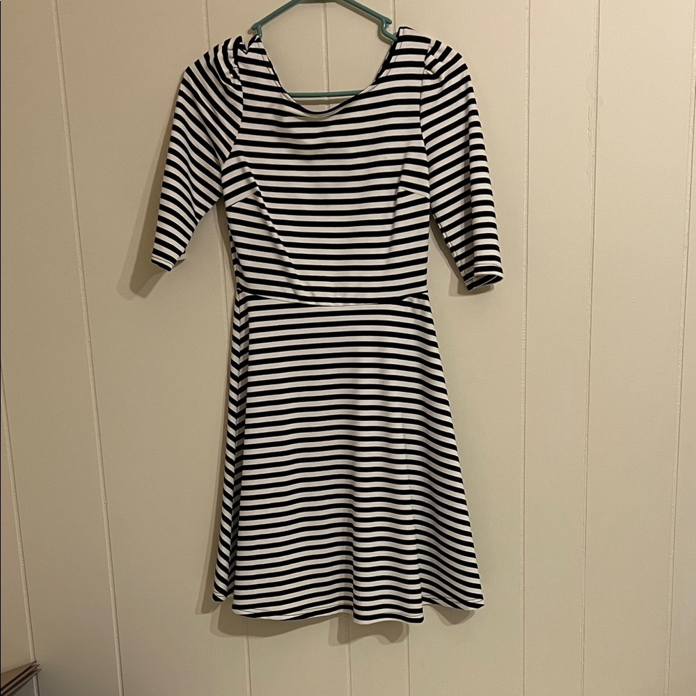 Pixley Black and White Striped Midi Dress